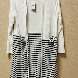 Women's Striped Cardigan - White and Black